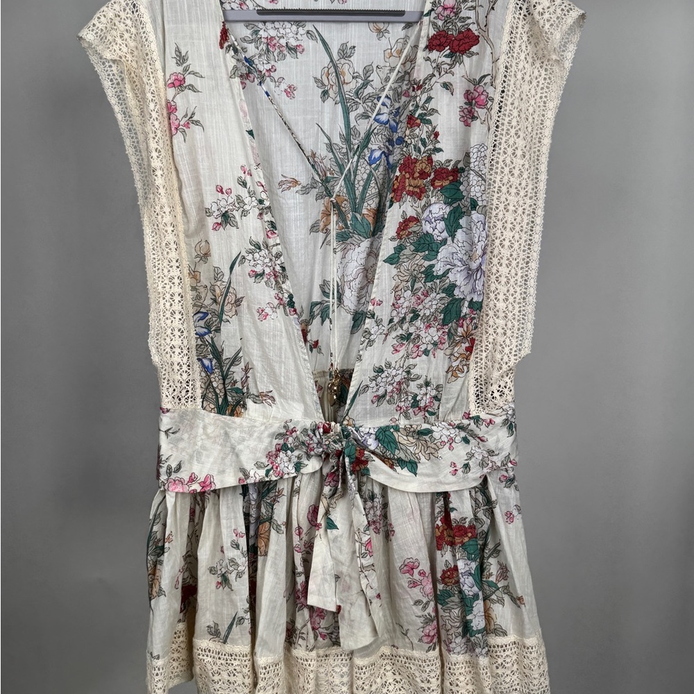 Zimmermann Stardust Floral Print Cotton Voile Mini Beach Dress Size 3